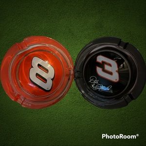 Dale Earnhardt Sr. & Jr. Glass Ashtrays